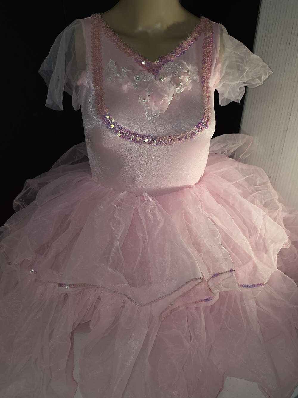 Pink Tulle Ballet Dress Costume with Sequin Trim Nutcracker Ballerina Fairy